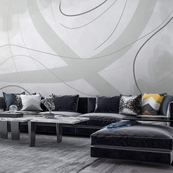 Fondo blanco y gris con líneas y curvas