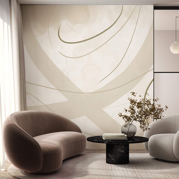 Fondo blanco y marrón con líneas y curvas