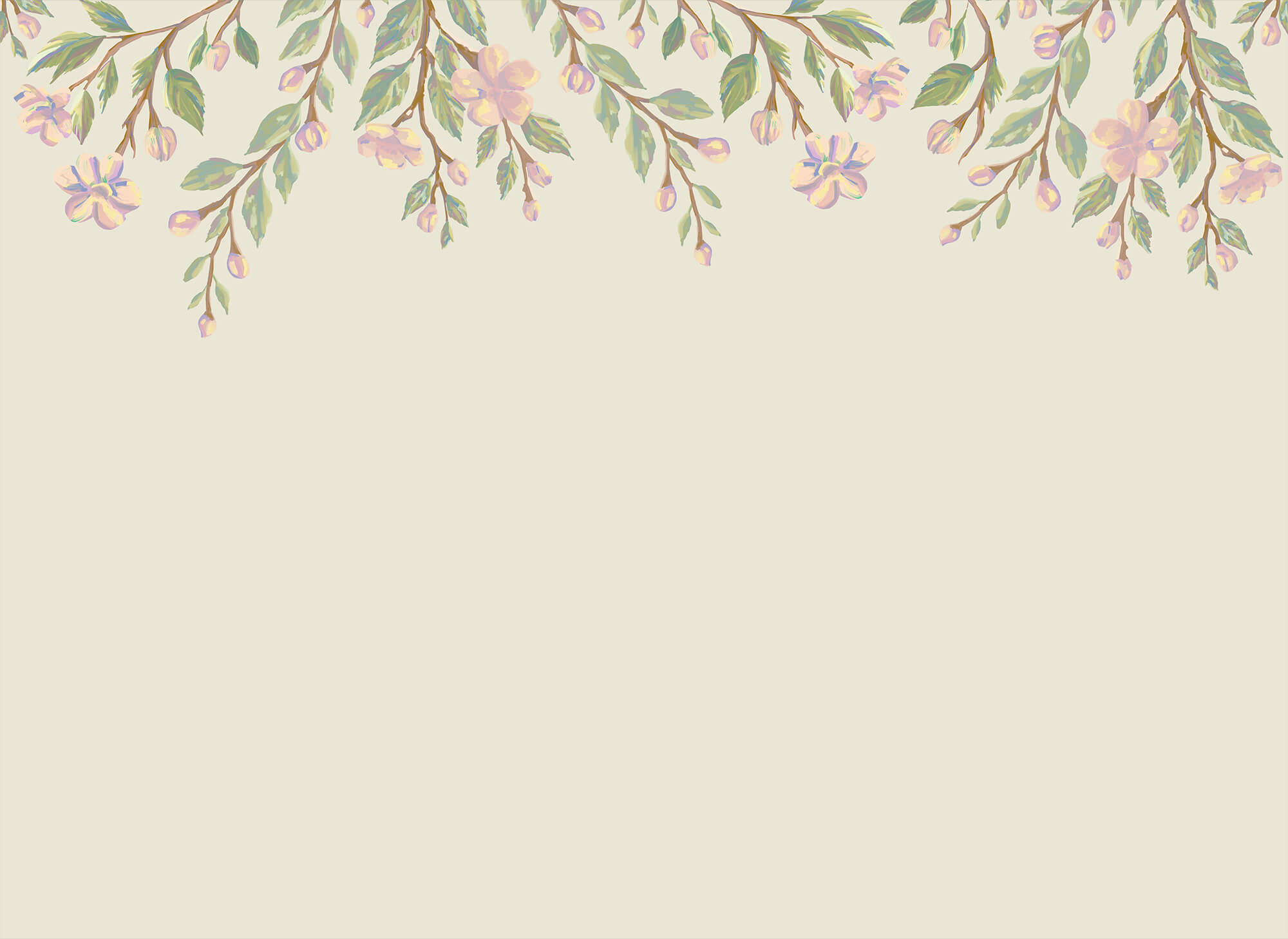 Delicate blooms frame a soft background