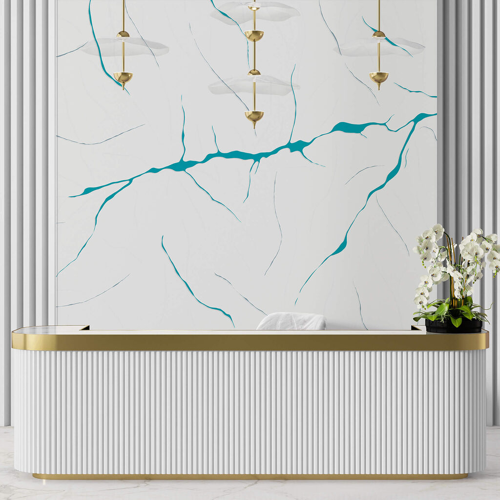 Líneas azules sobre una superficie blanca