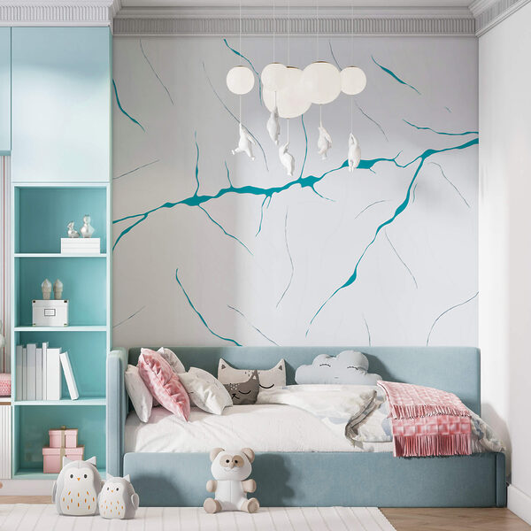 Líneas azules sobre una superficie blanca