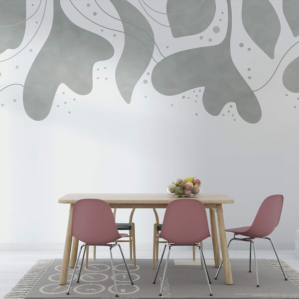 Fondo gris y blanco con hojas