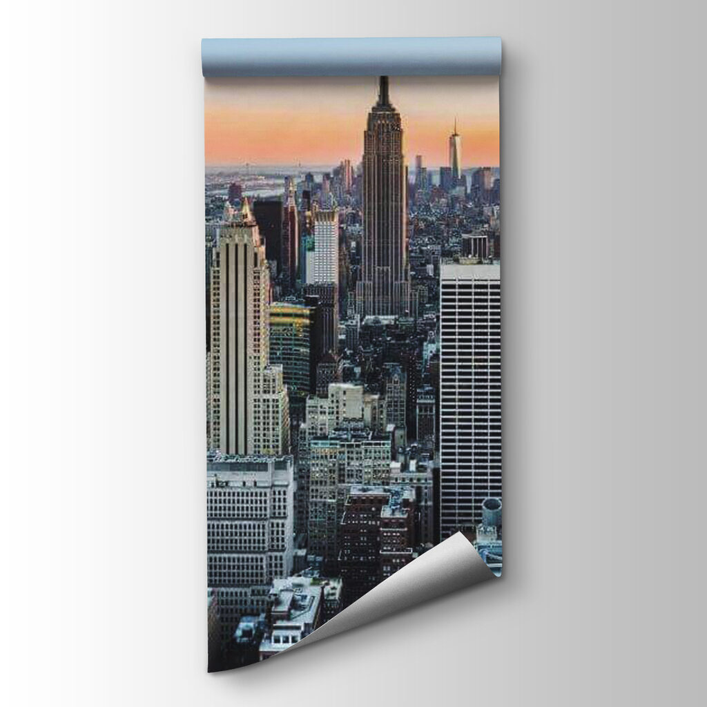 City skyline with tall buildings