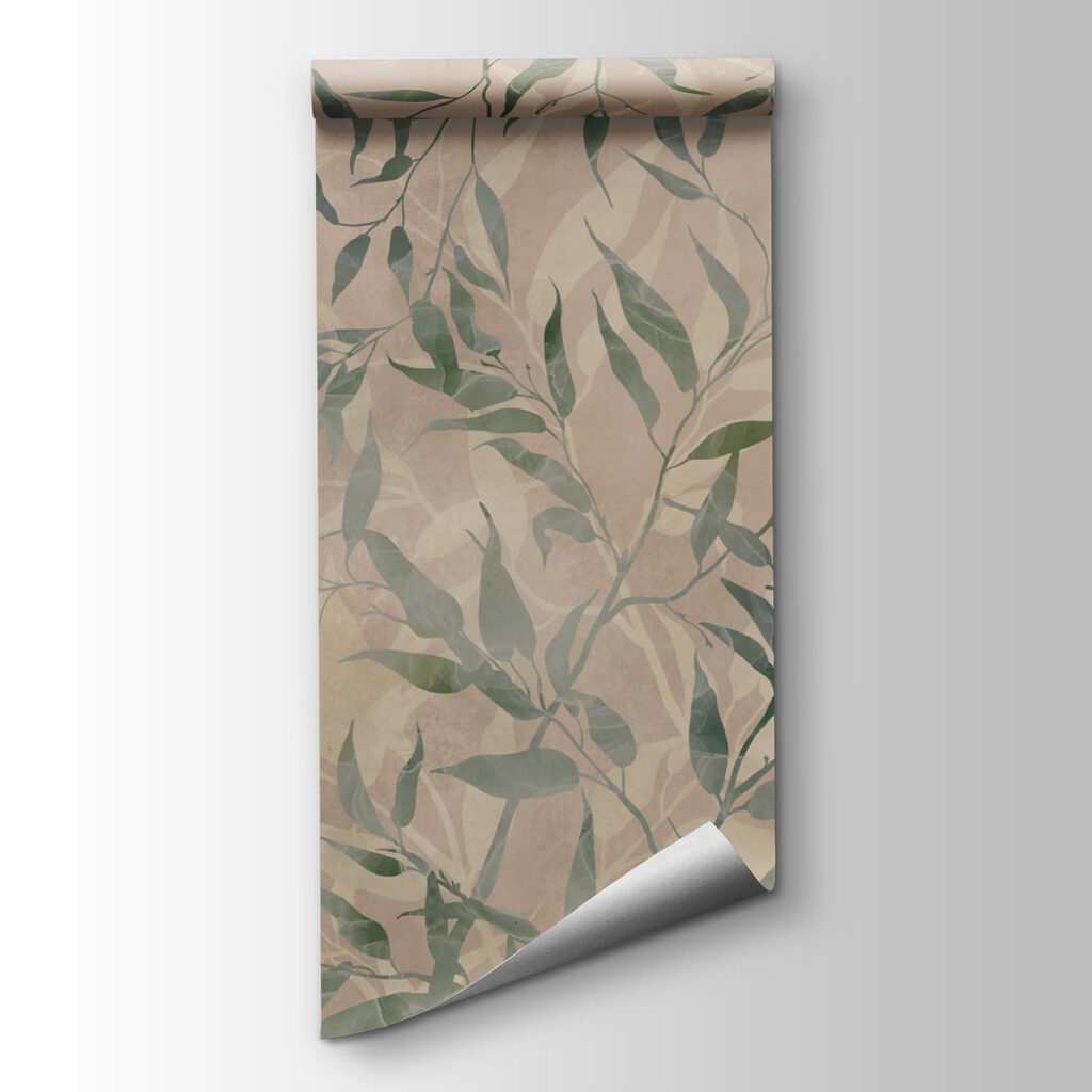 Pattern of leaves on a beige background