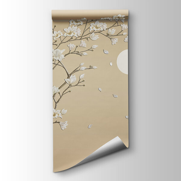 Tree with white flowers and birds