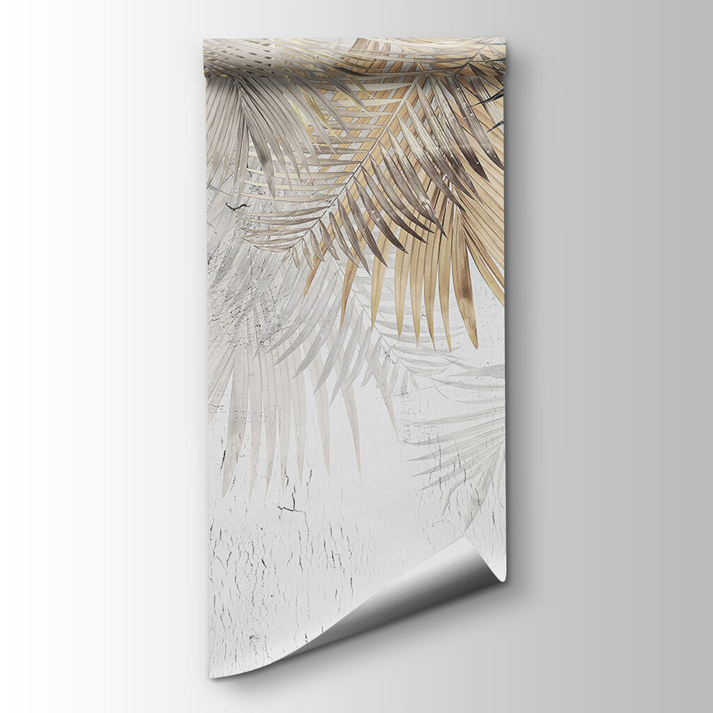 Elegant palm leaves on a textured background