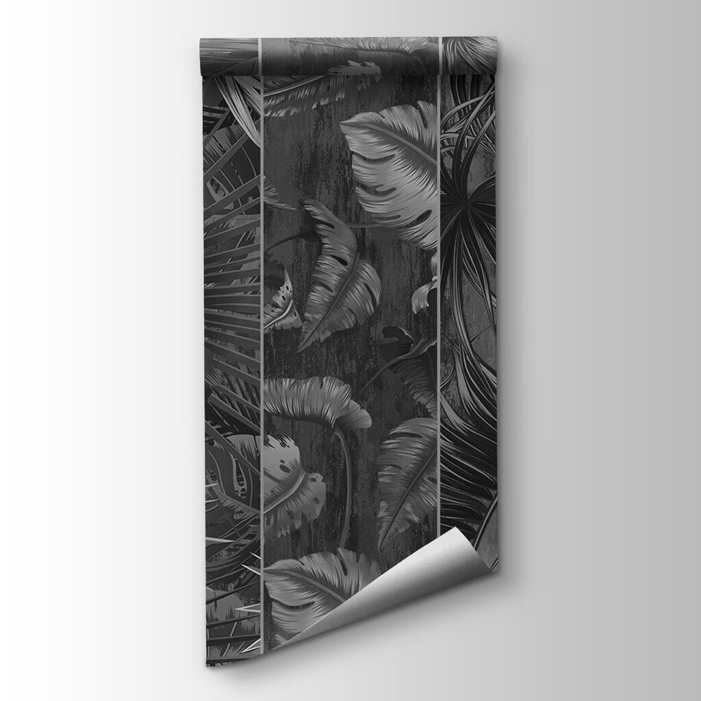 Black and white image of a variety of leaves