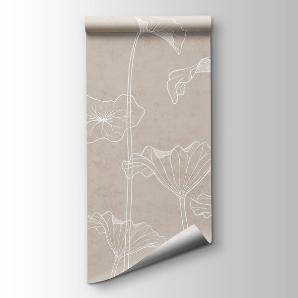 A white line drawing of flowers