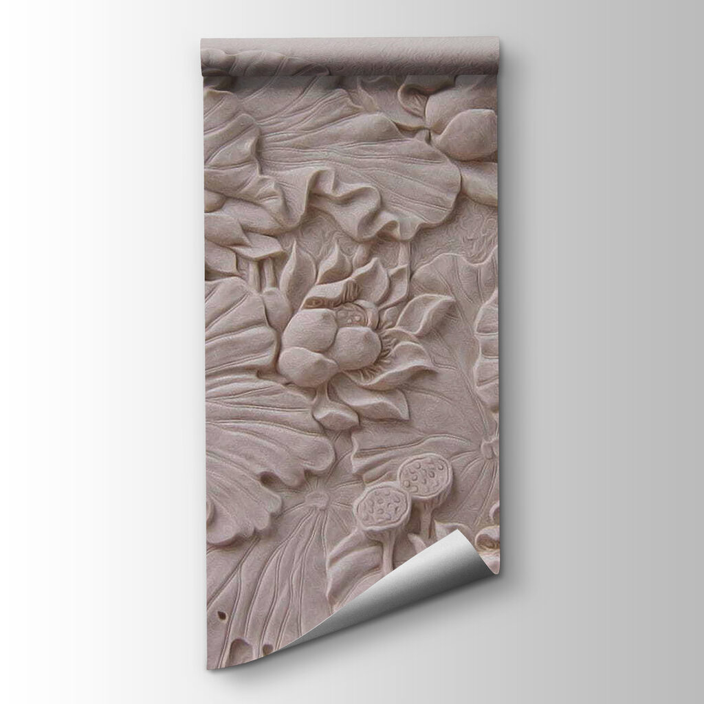 Elegant floral relief design in beige