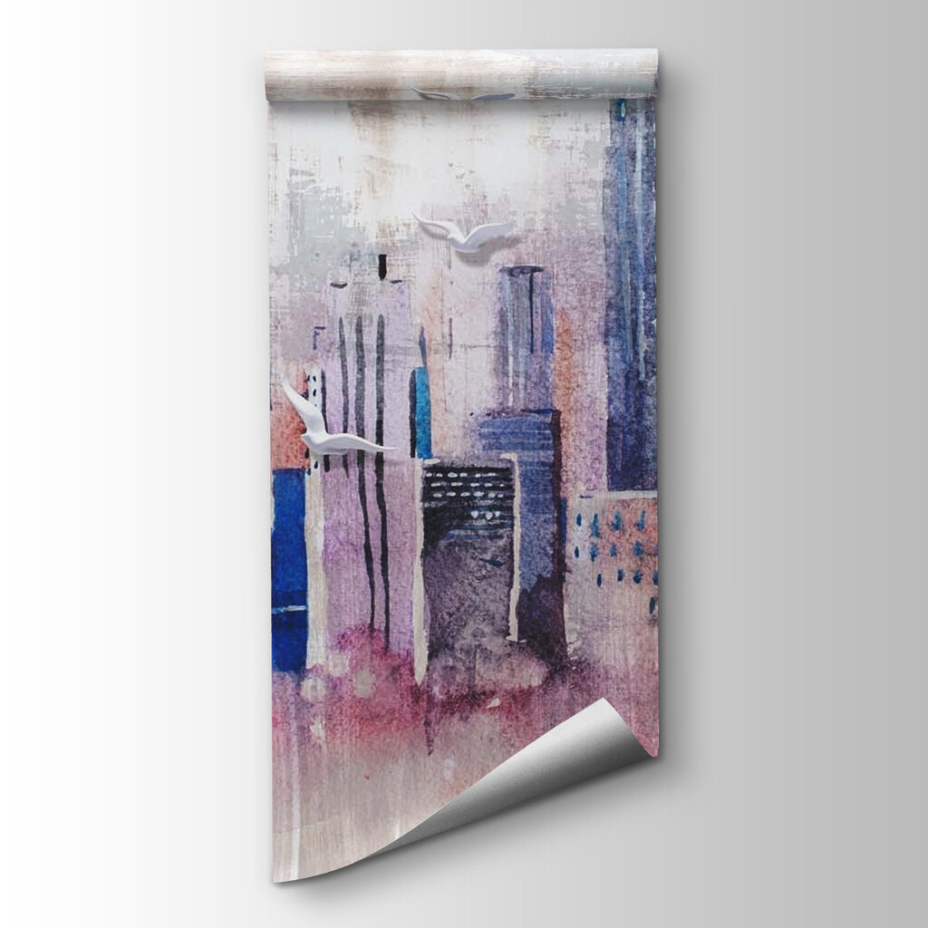 Watercolor painting of a city Watercolor painting of a city