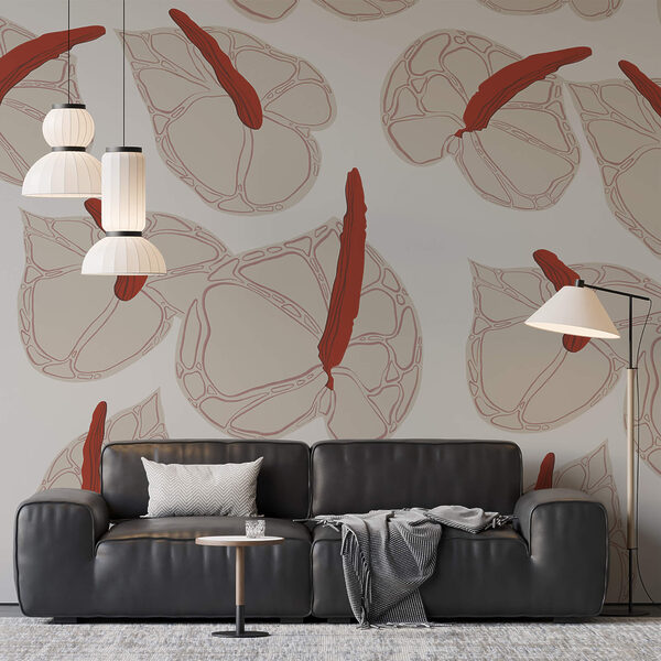 Fotomurales Fotomurales Patrón de flores sobre fondo blanco (SKU: t00406)