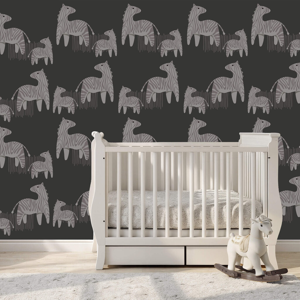 Patrón de caballos sobre fondo negro