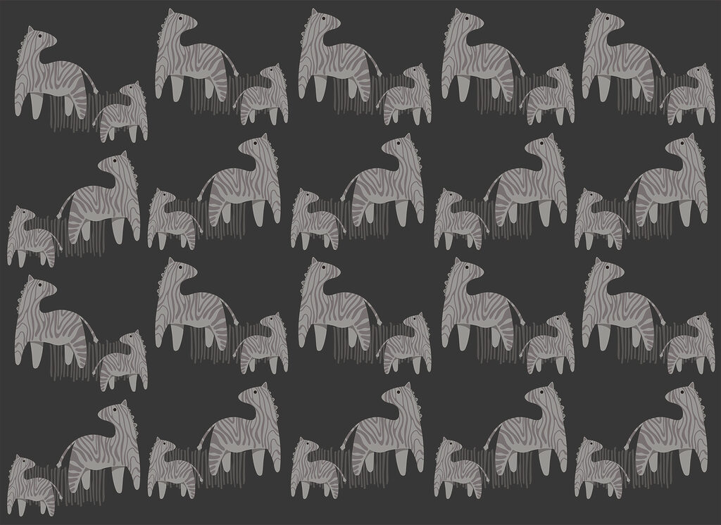 Pattern of horses on a black background