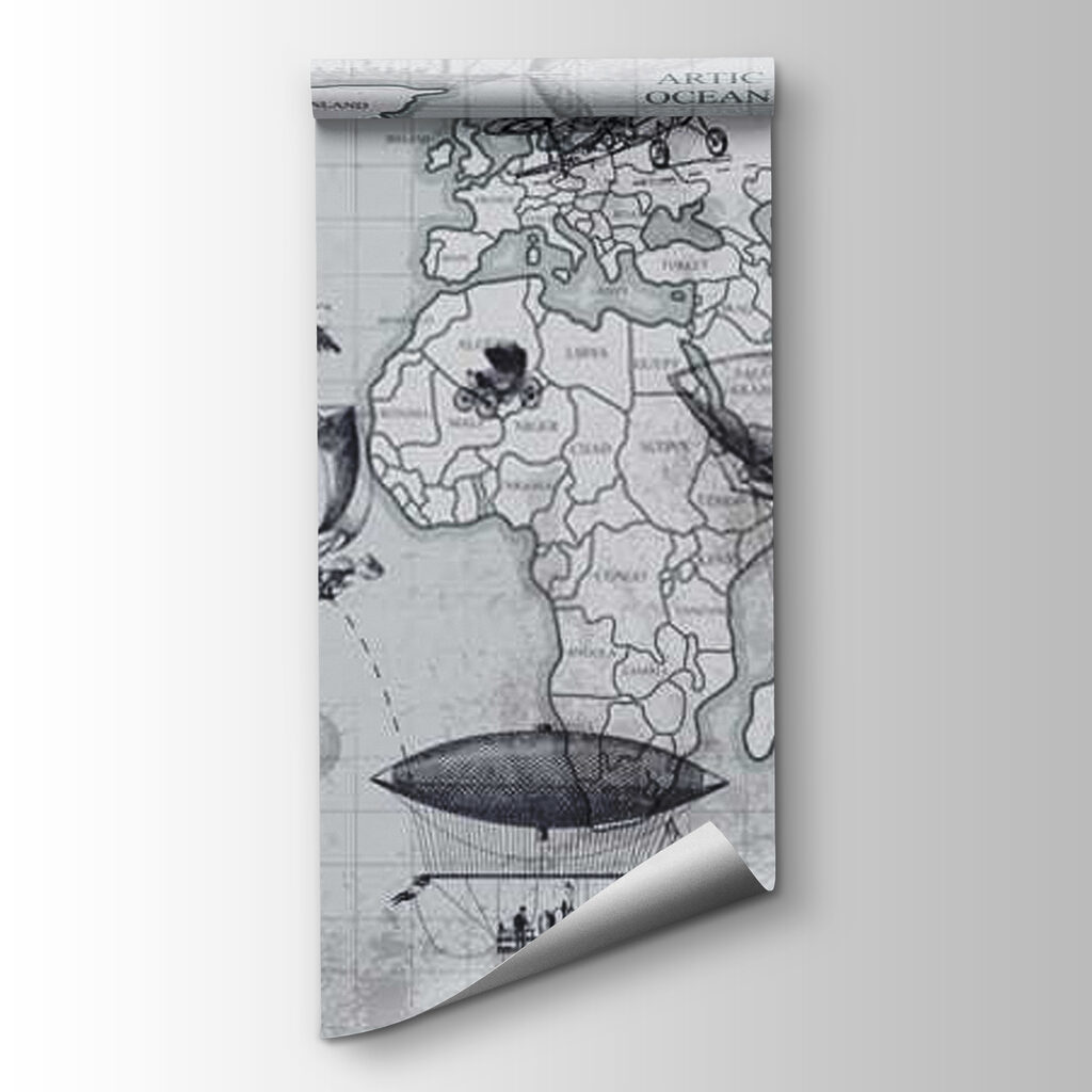 Map of the world with different types of air balloons Map of the world with different types of air balloons