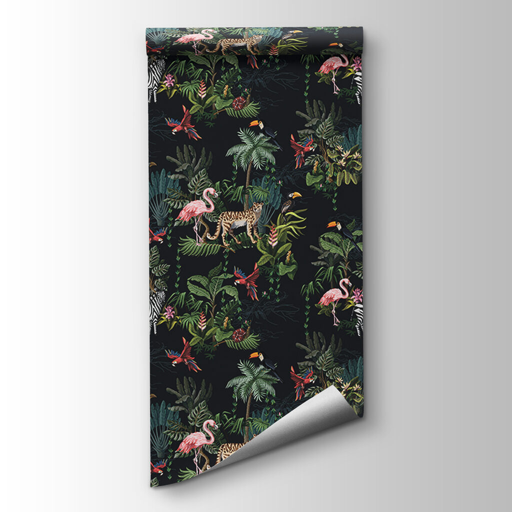 Pattern of flamingos and zebras