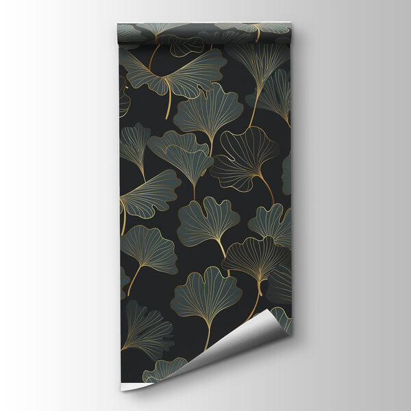 Pattern of leaves on a black background