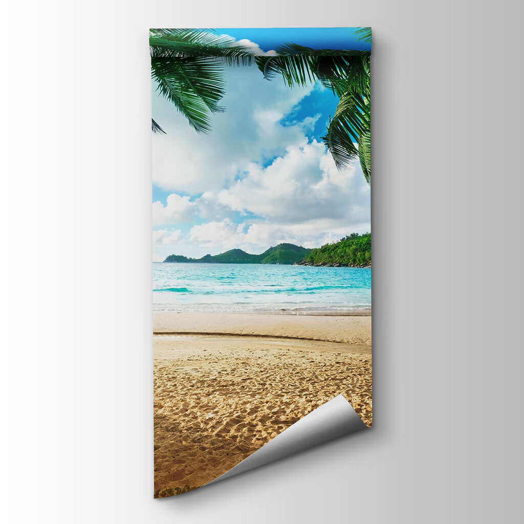 Beach with palm trees and blue water