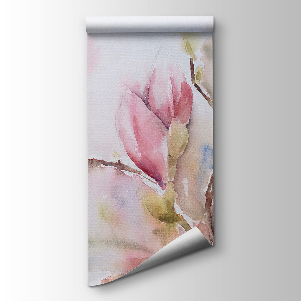 Watercolor painting of pink flowers