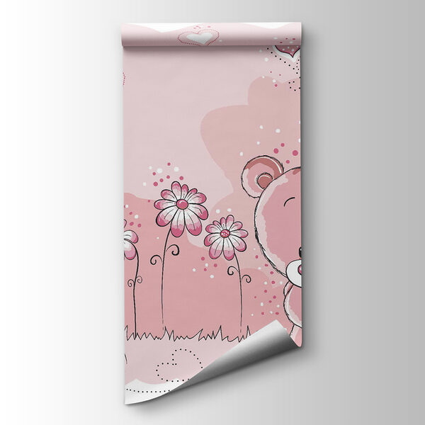 Pink teddy bear with flowers Pink teddy bear with flowers