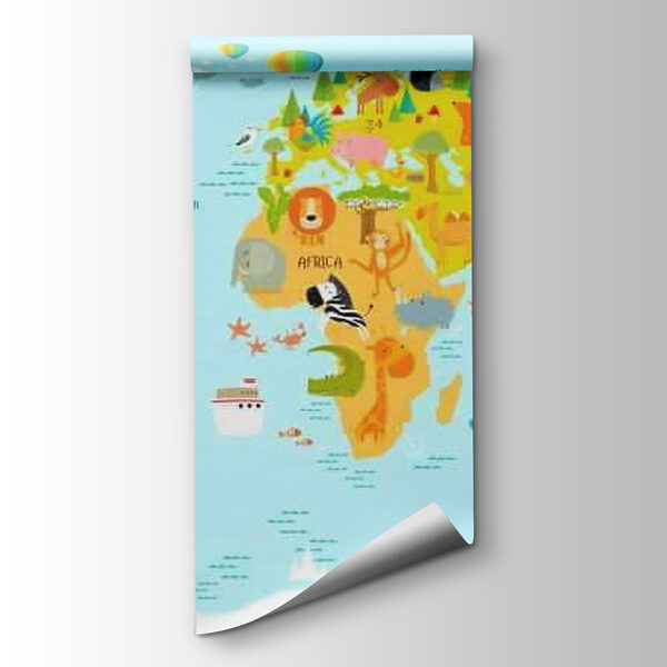 Map of the world with animals Map of the world with animals