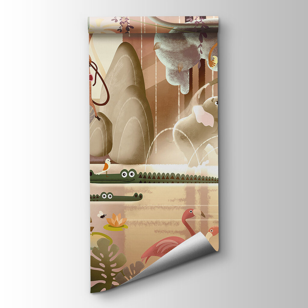 Group of animals in a pond