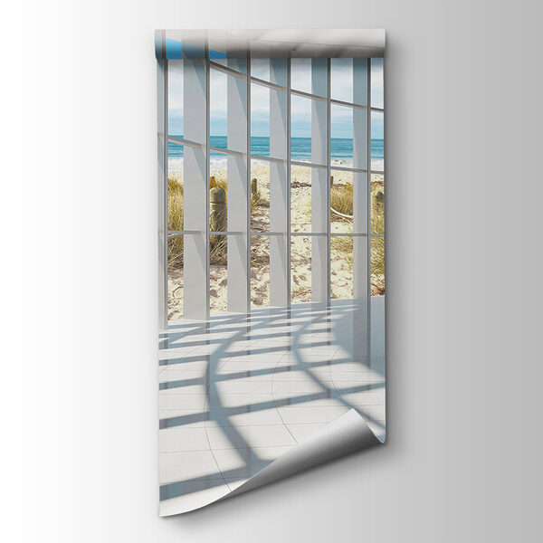 Large room with windows and a beach view Large room with windows and a beach view