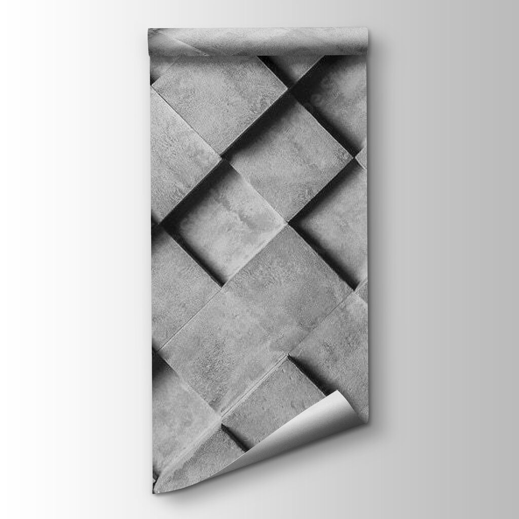 Grey and white wall with squares