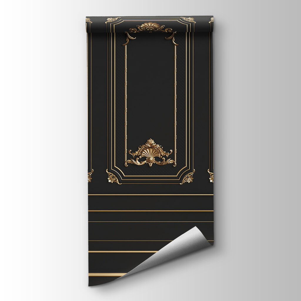 Elegant black panels with ornate accents