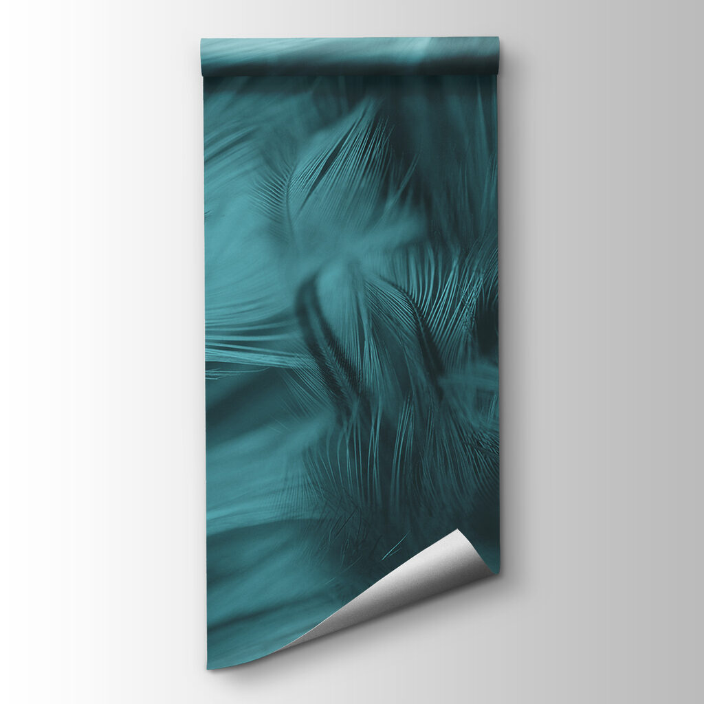 Soft teal feathers in gentle waves