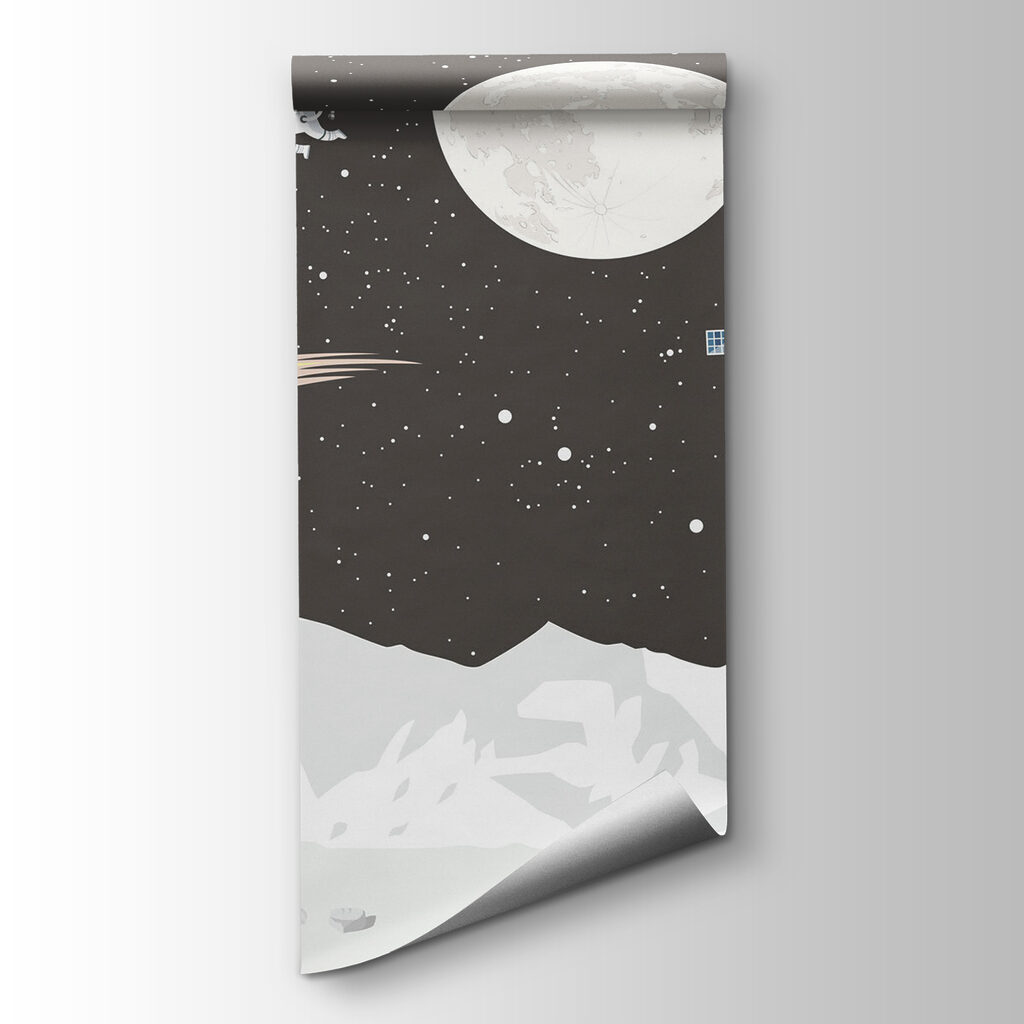 Space scene with a moon and satellite Space scene with a moon and satellite