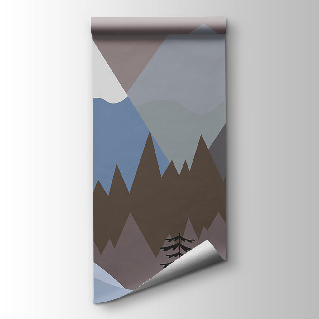 A mountain landscape with trees and snow A mountain landscape with trees and snow