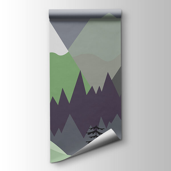 A mountain landscape with trees and mountains