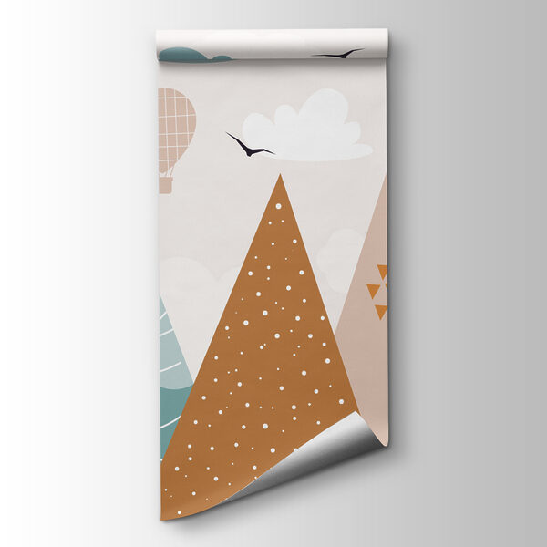 Landscape with trees and hot air balloons