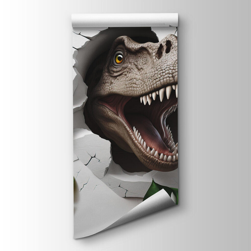 Dinosaur head coming out of a hole in a wall Dinosaur head coming out of a hole in a wall