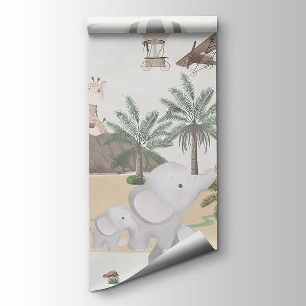 Wall mural of animals and airplanes