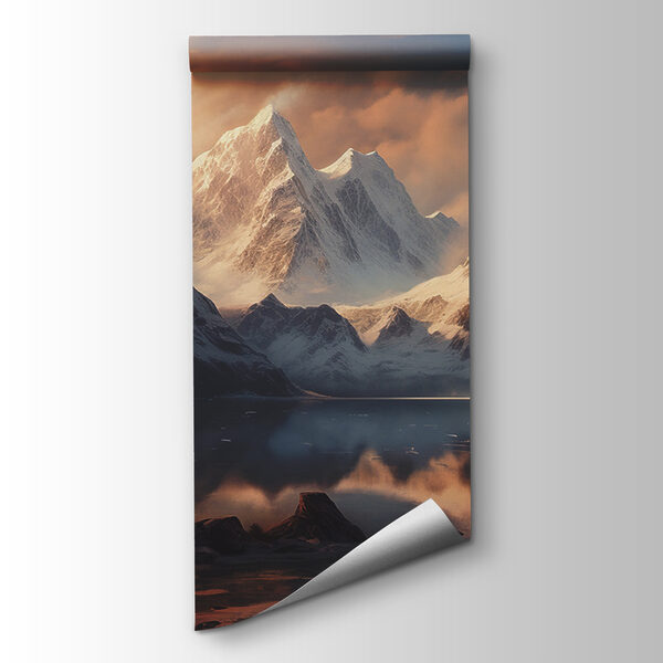 Mountain range with a body of water Mountain range with a body of water