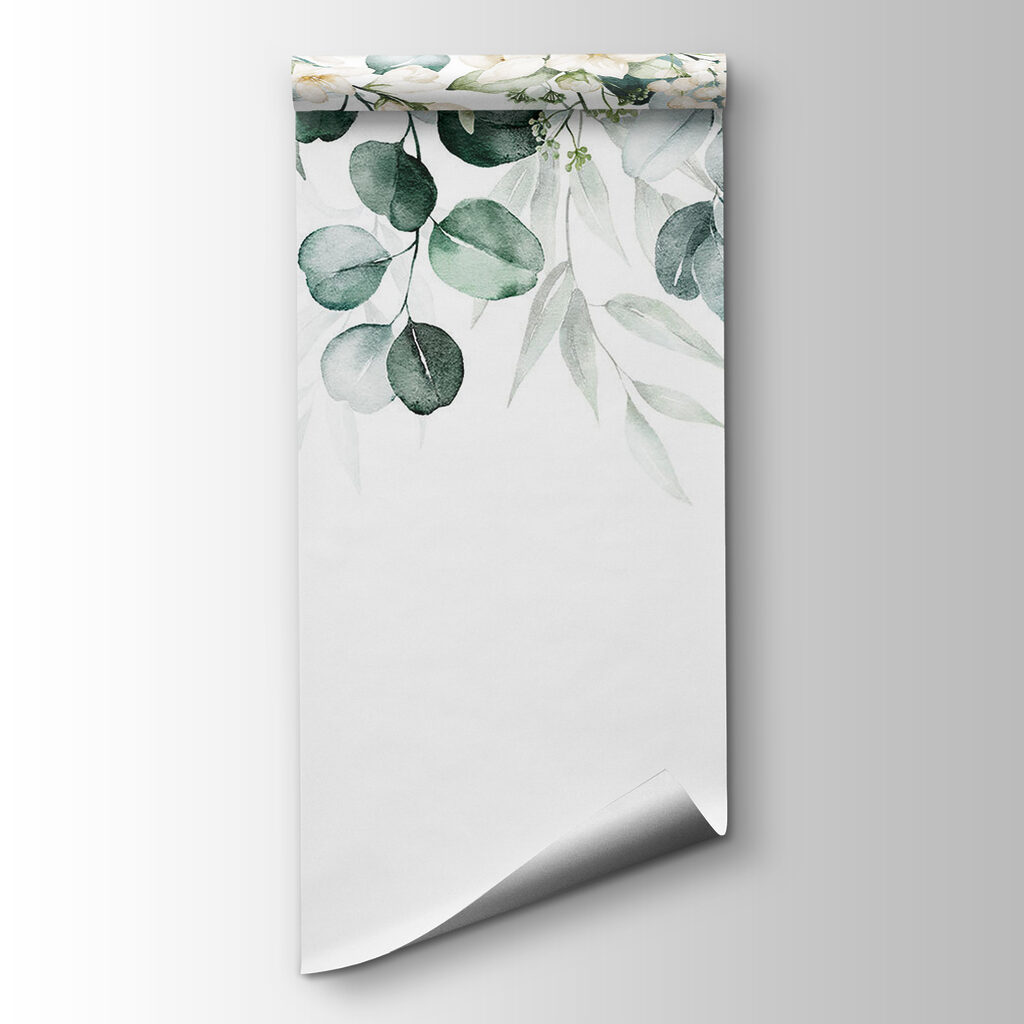 Watercolor painting of flowers and leaves