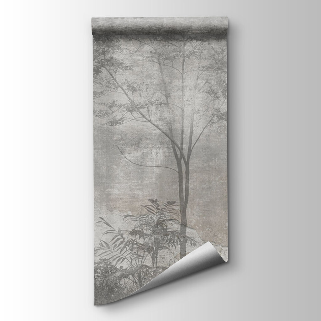 A grey and white photo of trees A grey and white photo of trees