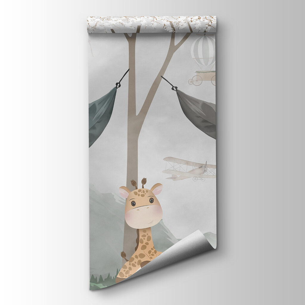 A giraffe and bear in hammocks