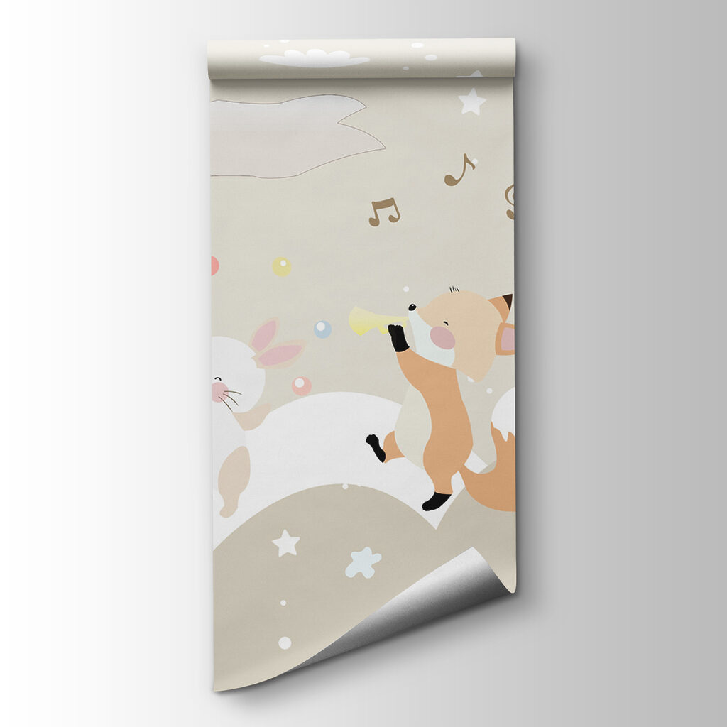 A cartoon animal playing music