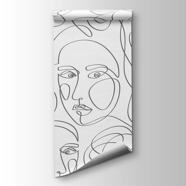 Pattern of faces drawn with black lines Pattern of faces drawn with black lines