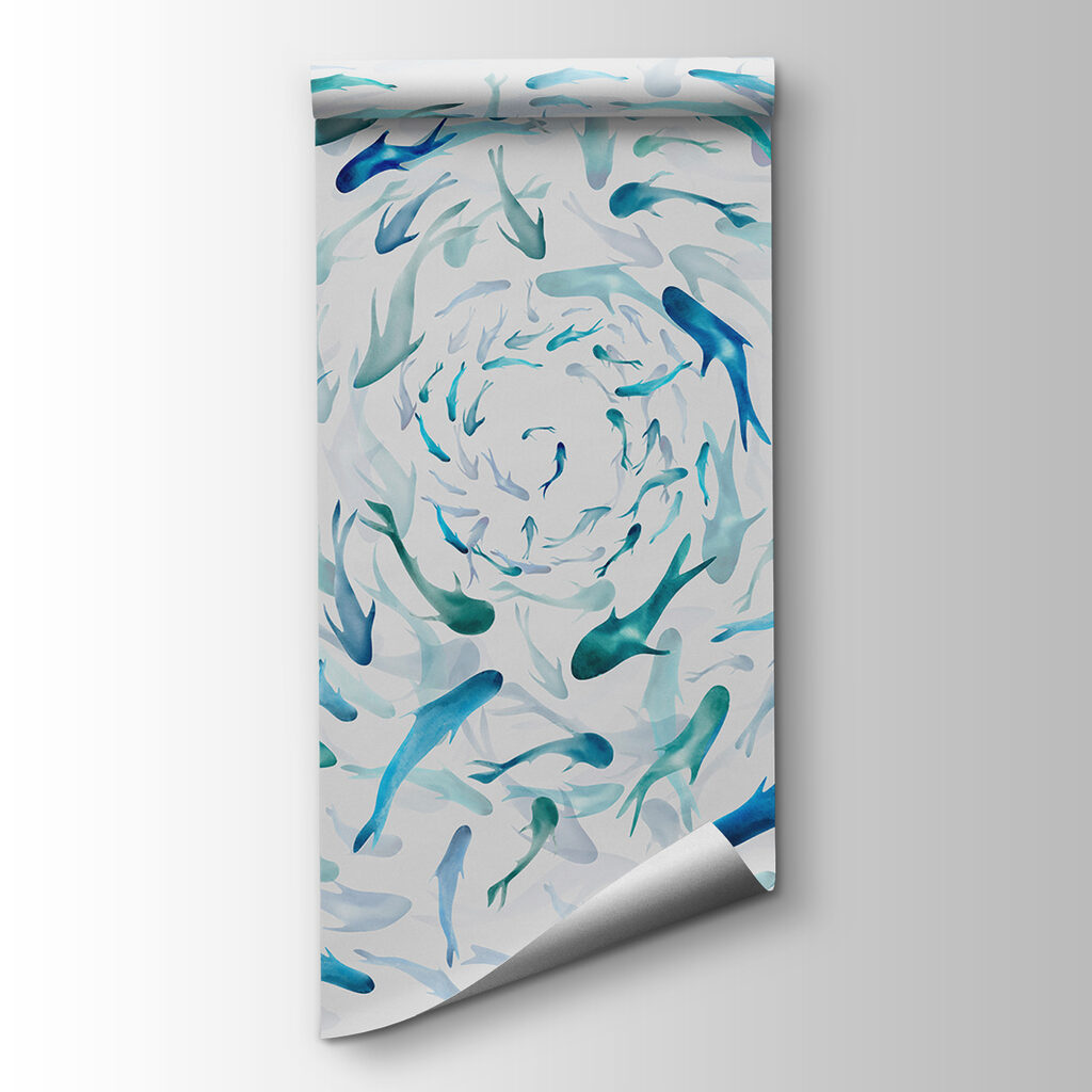 A group of fish swimming in a spiral A group of fish swimming in a spiral