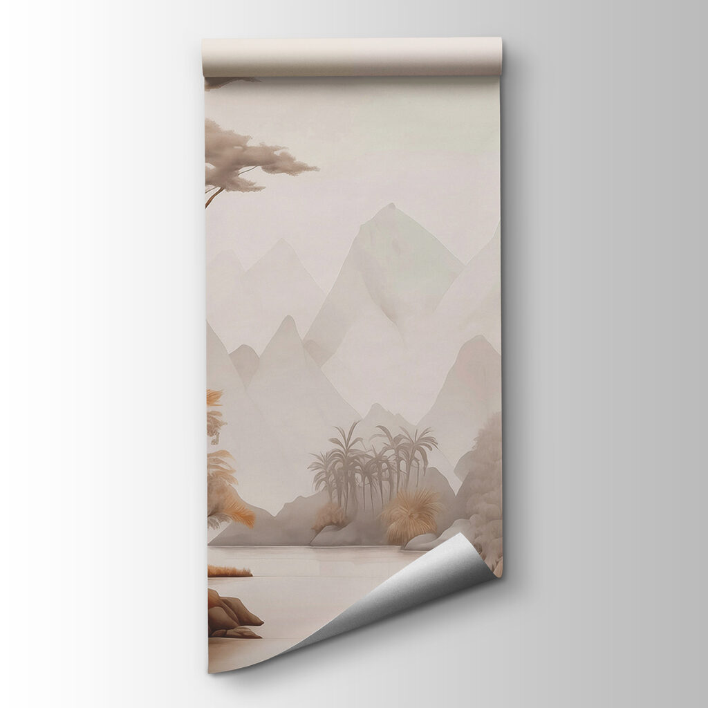 River with trees and mountains River with trees and mountains