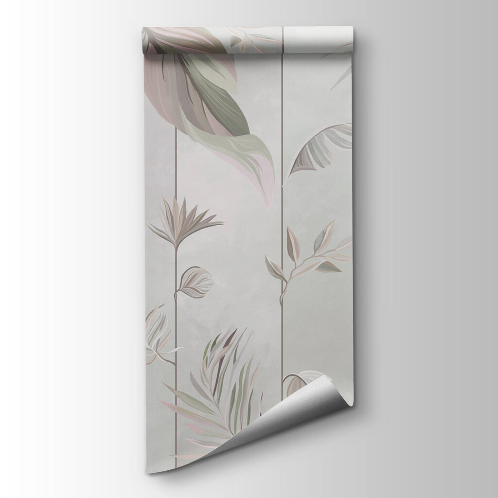 A wallpaper with leaves and lines