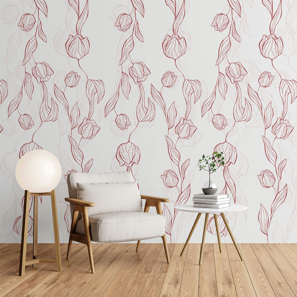 Patrón de flores y hojas