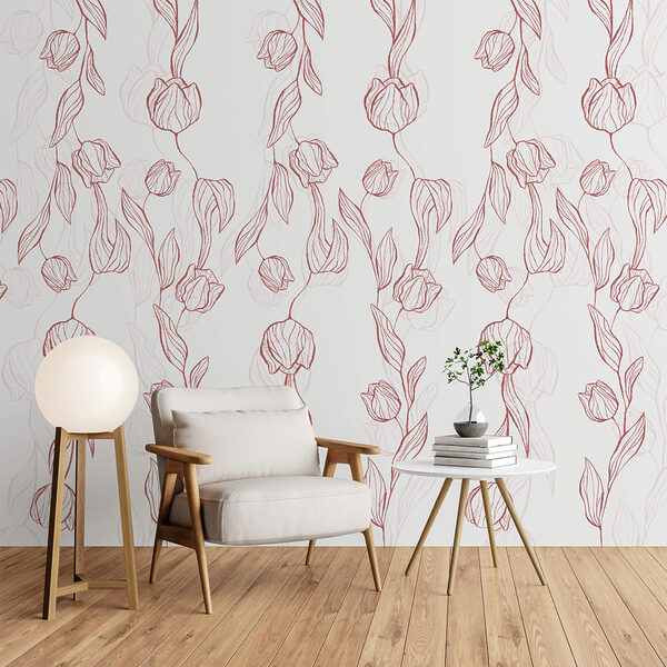 Patrón de flores y hojas