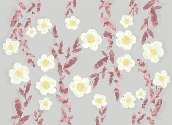 Pattern of white and yellow flowers