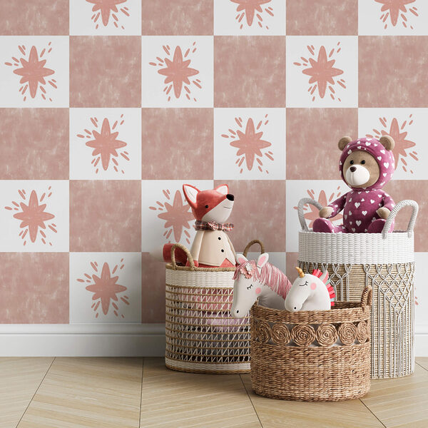 Patrón de cuadrados rosas con cuadrados blancos Patrón de cuadrados rosas con cuadrados blancos