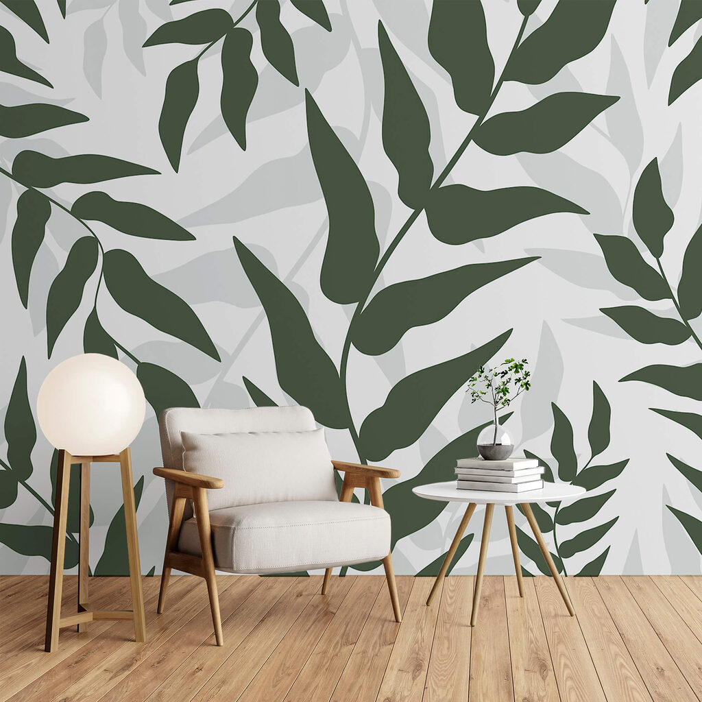 Patrón de hojas sobre fondo blanco