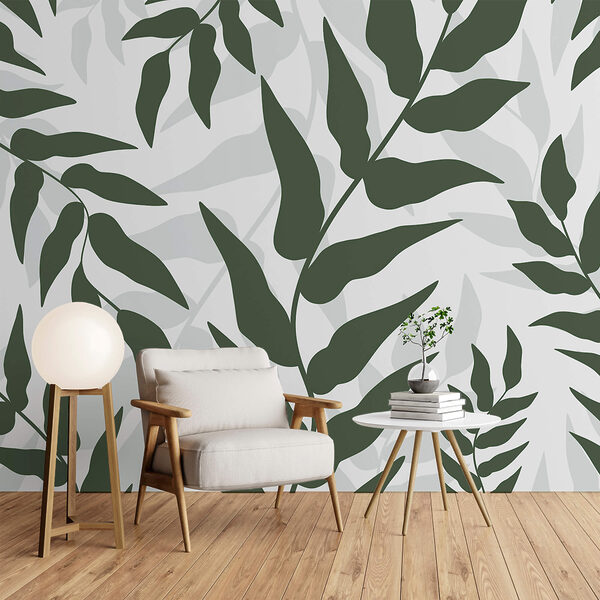 Patrón de hojas sobre fondo blanco